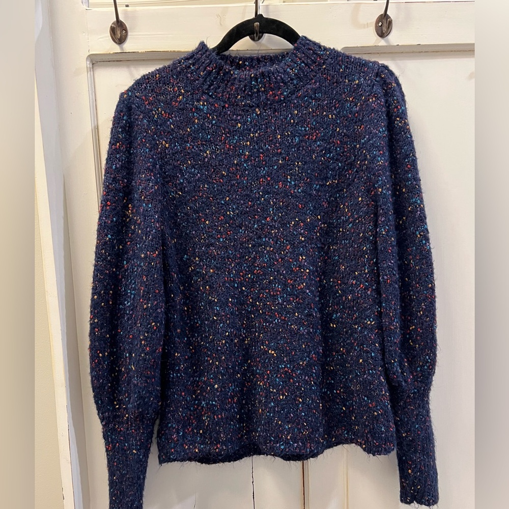 ✨ COZY & Warm Anthropologie BTF L-life Confetti Knit Sweater | Puff Shoulders